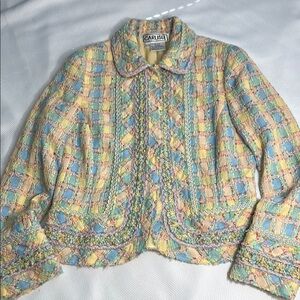 Textured fabric blazer jacket with collar